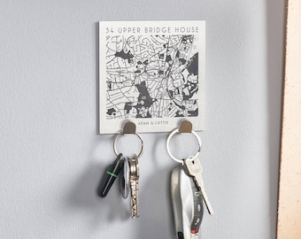 Personalised Map Location Couples Key Holder