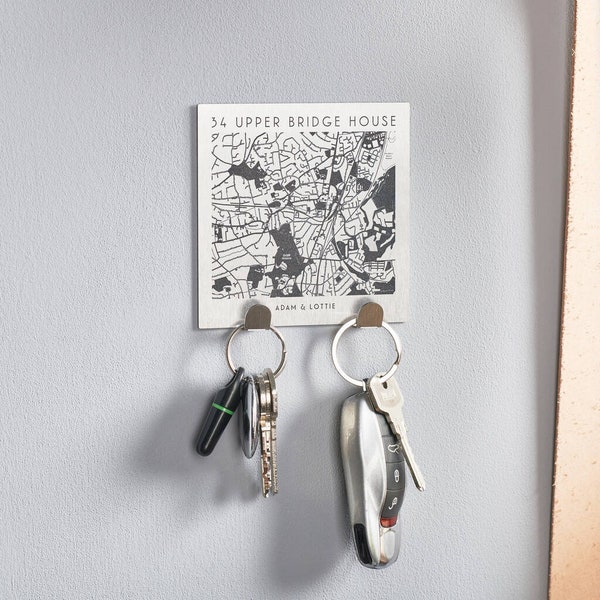 Personalised Map Location Couples Key Holder