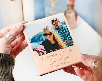Personalised Couples 7 Year Anniversary Copper Photo Print