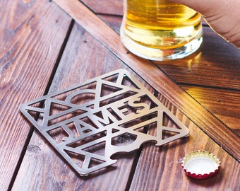 Personalised Stainless Steel Coaster Bottle Opener