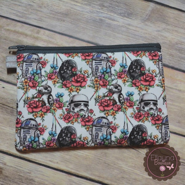 Zipper Pouch - Star Wars Inspired, Floral Wars White, 7 Sizes Available!