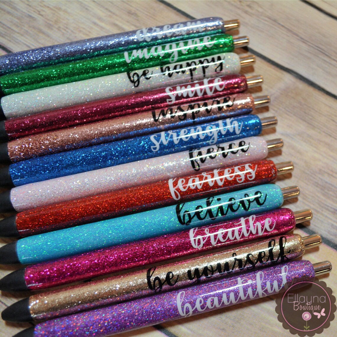 Personalized Glitter Pen Inspirational Motivational Words Etsy
