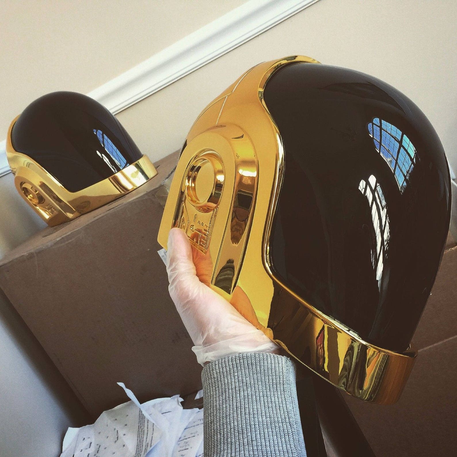 Casque Daft Punk Guymanuel 24K Gold Chrome Etsy