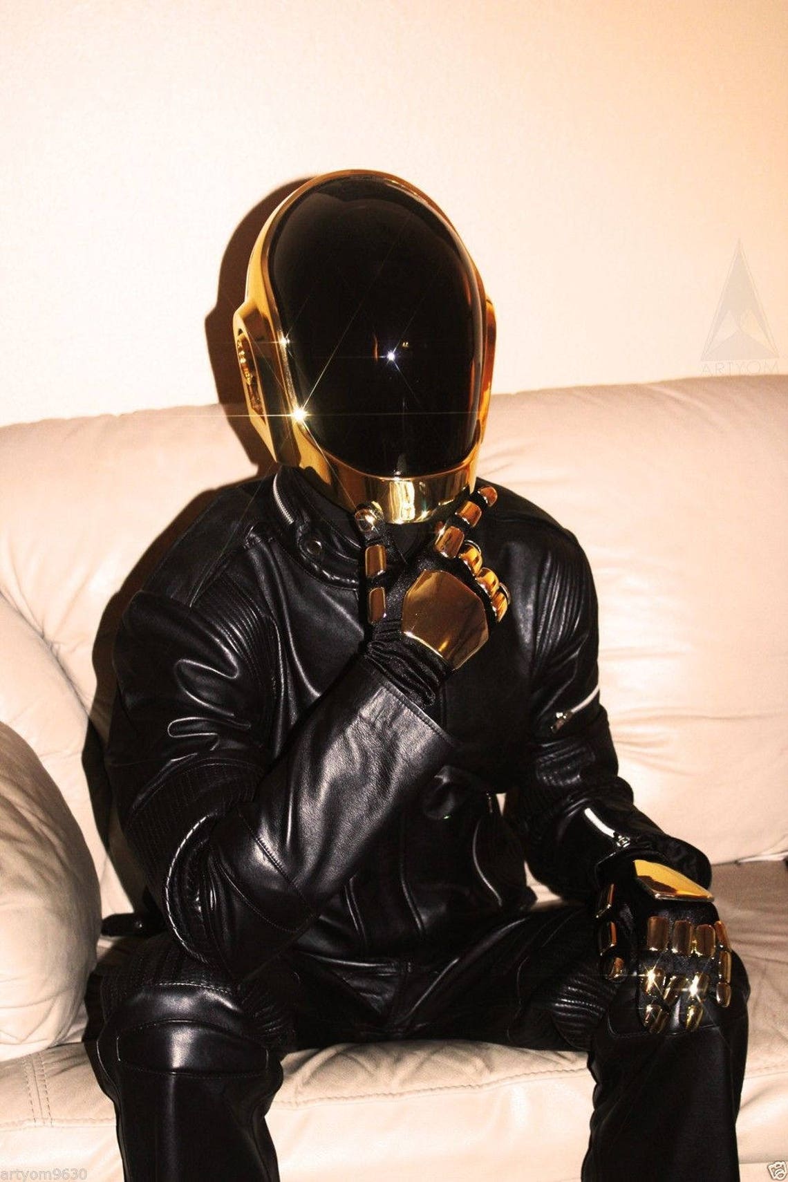 Casque Daft Punk Guymanuel 24K Gold Chrome Etsy