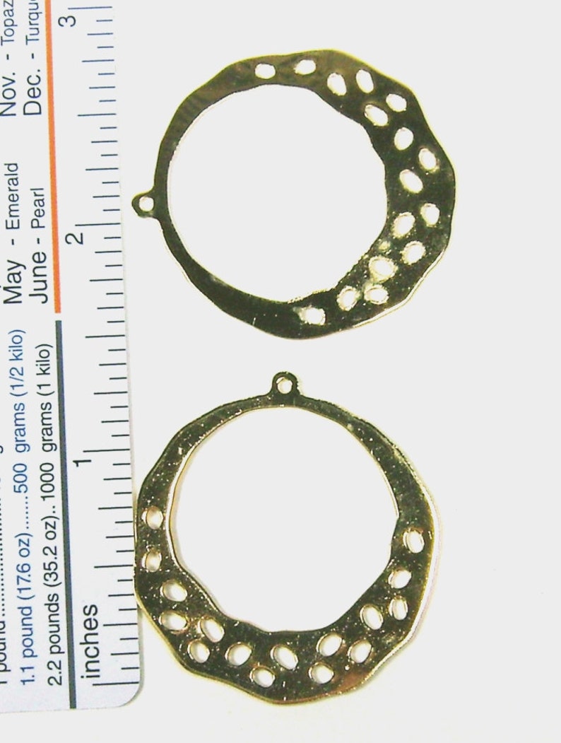 Gold Hoop Earring Findings Chandelier 38mm Perforated Edge image 3