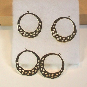 Gold Hoop Earring Findings Chandelier 38mm Perforated Edge image 1