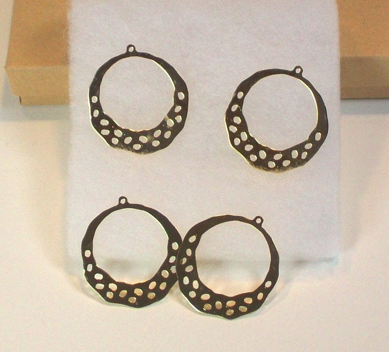 Gold Hoop Earring Findings Chandelier 38mm Perforated Edge image 1