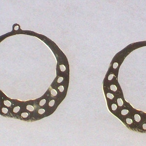 Gold Hoop Earring Findings Chandelier 38mm Perforated Edge image 2