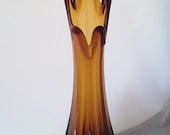 Amber Glass Swung Vase