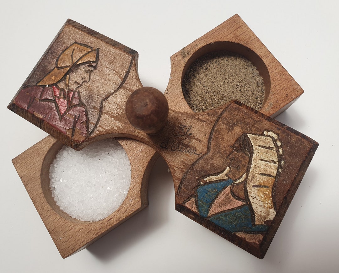 Vintage French Breton Souvenir Salt and Pepper Box With Etsy