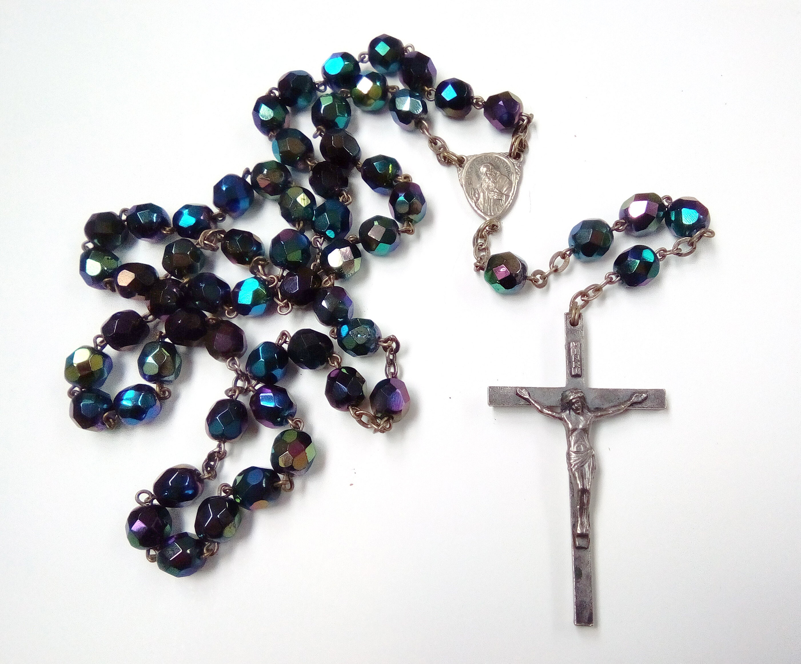 Rosaire d'italie Vintage avec Perles de Verre à Facettes.