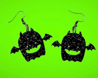 Fun Fat Bat Acrylic Earrings-Large, Halloween Earrings