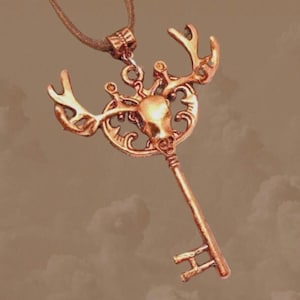 Bronze Stag Antlers, Skull Necklace, Forest Animal, Deer Necklace EB x