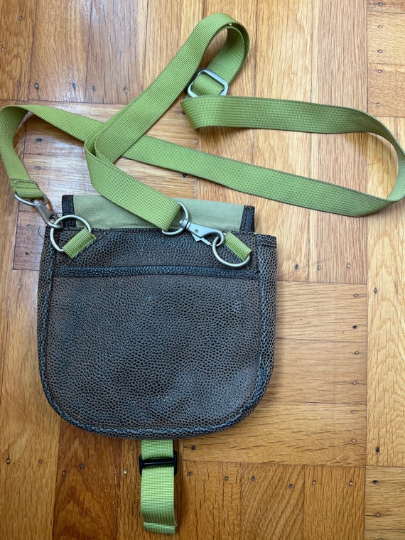 Haiku Crossbody Green and Brown Vegan Leather Bag… - image 5