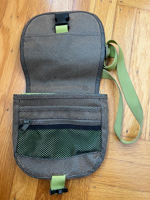 Haiku Crossbody Green and Brown Vegan Leather Bag… - image 2
