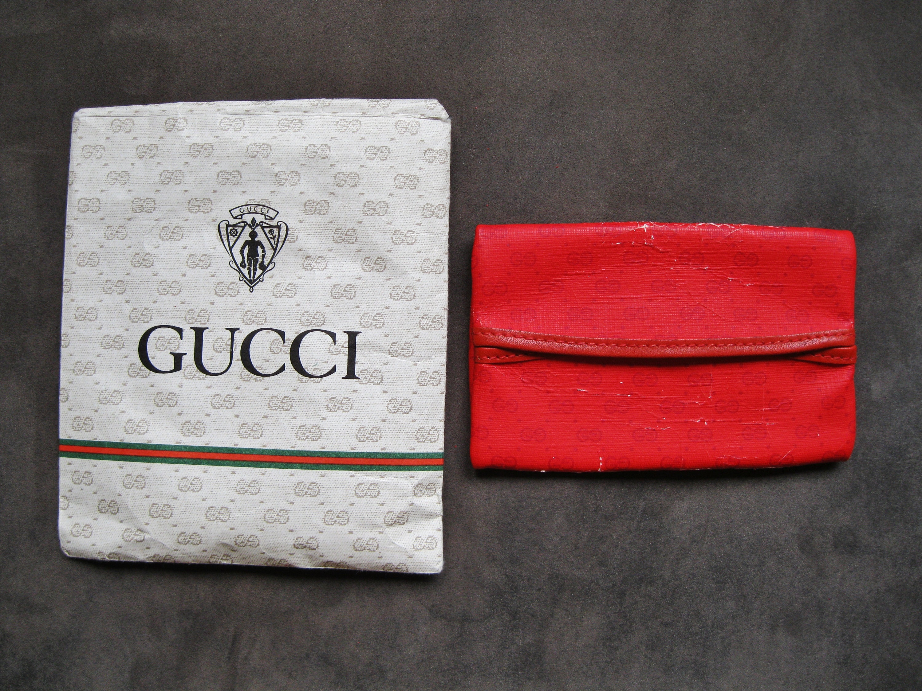 Gucci Soho Red Tabasco Leather Wallet Zip Around Box Continental Italy New