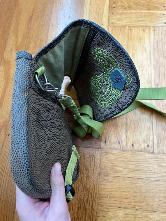 Haiku Crossbody Green and Brown Vegan Leather Bag… - image 4
