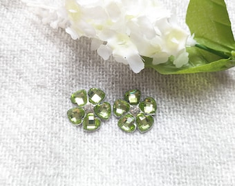 Green Floral Stud Earrings