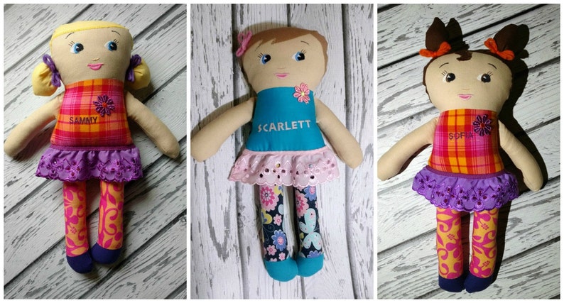 Custom Doll Personalized Cloth Doll Made to Order Your Choice Hair Skin Eye Color Custom Toy Childrens Gift Christmas Birthday image 3
