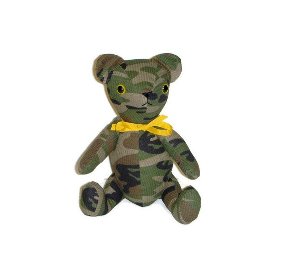 Made to Order Military Bear Army Navy Marines Memory Bear Military Keepsake  Bear Heirloom Toy Custom Bear Recycled Upcycled Fabric 