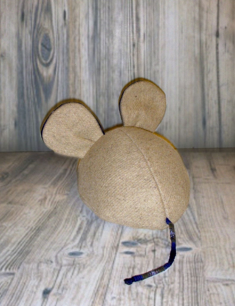 Handmade Upcycled Mouse Recycled Fabric Mouse Wool and Flannel Mousie Eco Friendly Toy Rustic Nursery Decor Mouse Pillow image 2