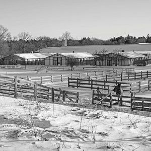 Hamilton MA Equestrian Farm in Winter, Farm Photography, Farm Art, Farm Decor, Farm Print, Horse Photography, Horse Print, Horst Art