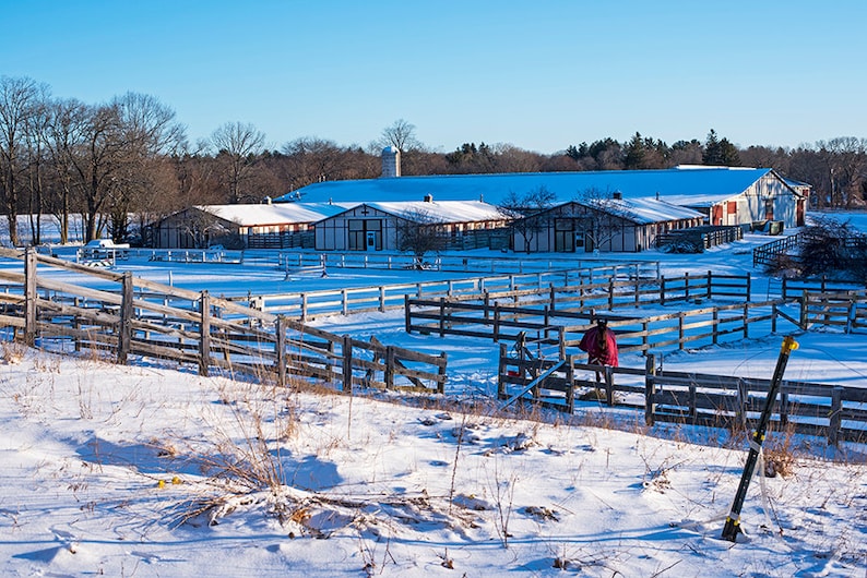 Hamilton MA Equestrian Farm in Winter Farm Photography Farm Etsy