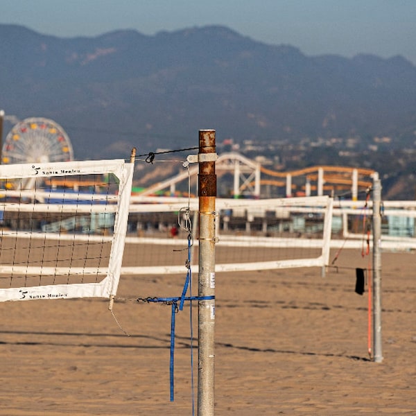 Santa Monica Volleyball Nets, Santa Monica Pier, Malibu, California, CA, Santa Monica Beach, Print, Art, Decor