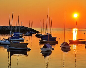 Rockport puerto Sunrise Rockport MA, North Shore, Nueva Inglaterra, Rockport puerto, decoración náutica, decoración de mar, Puerto de decoración, fotos de amanecer
