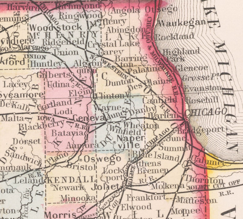 1800s Illinois Map Print Reproduction Illinois Map Illinois - Etsy 日本