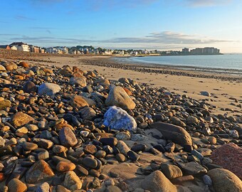 Winthrop Beach Print, Winthrop Massachusetts, Winthop MA, Alba, North Shore, Sole, Dettaglio Roccia