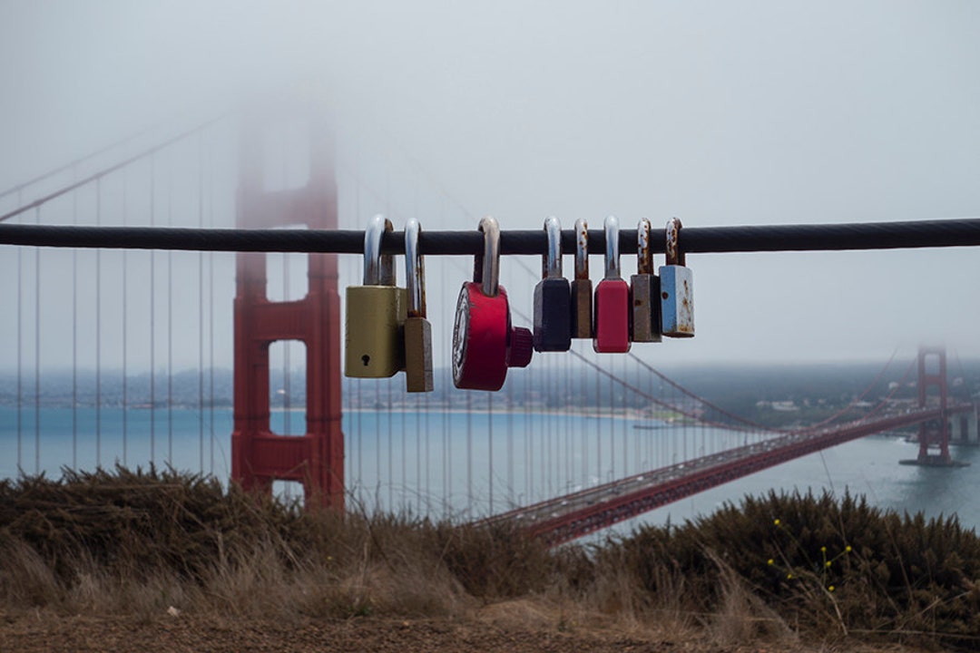 Love Locks of San Francisco, Golden Gate Bridge Print, Golden Gate