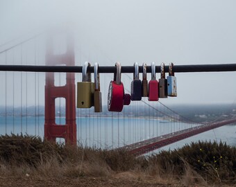 Love locks of San Francisco, golden gate bridge print, golden gate bridge art, golden gate bridge decor, golden gate bridge photography