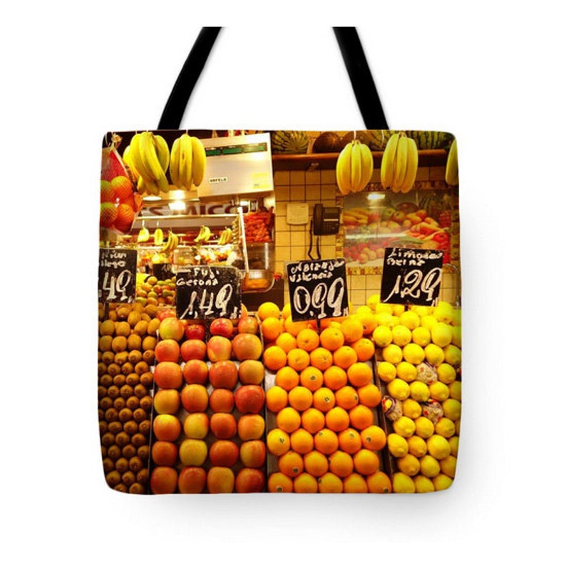 Fruit Tote Bag La Rambla Barcelona Market Tote Bag Grocery Tote Bag Farmers market