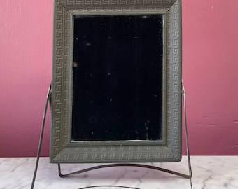 Antique Travel Mirror with Greek Key Motif