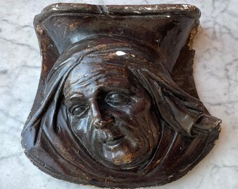 Antique Nun Plaster Wall Hanging