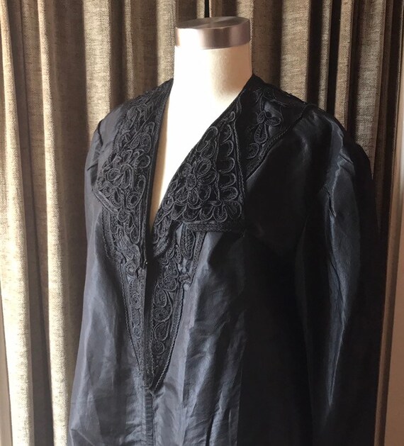 Antique Edwardian Black Silk Mourning Jacket