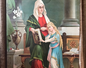 Antique Catholic Devotional Lithograph on Tin