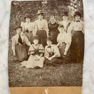 Victorian Cabinet Card Photo of Women in Bowler Hats image 2