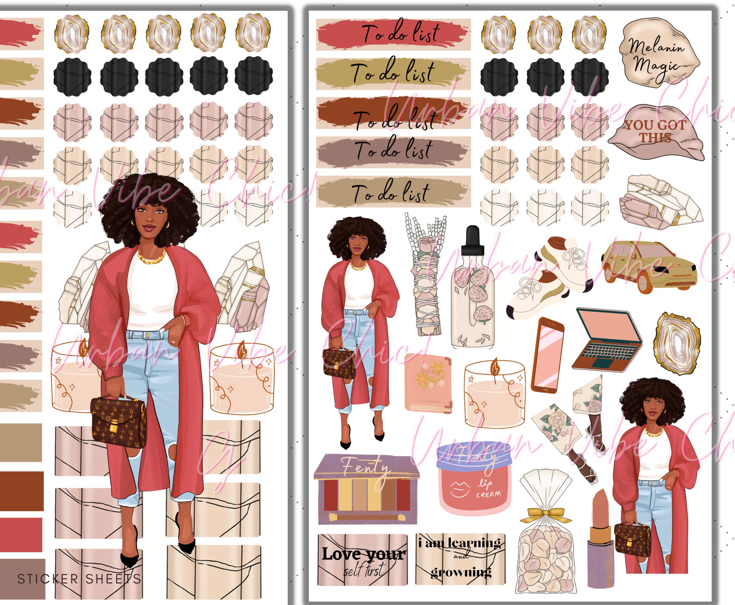 Black Girl Planner Stickers, Black Women, African American Planner Sticker, Planners  Stickers, Black Owned, Affirmation Stickers, Stickers 