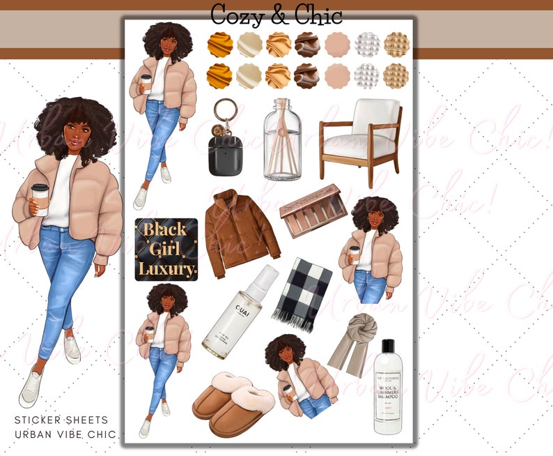 Black Girl Planner Stickers: Cozy & Chic Fashion Stickers - Etsy