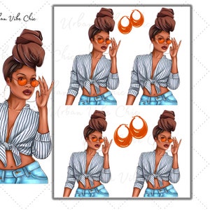 Black Girl Magic planner stickervellen, zwarte vrouwen, Afro-Amerikaanse planner stickervellen voor elke grootte planners of notebooks, popvel