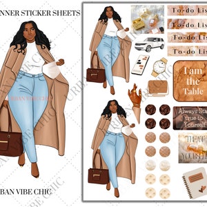 Schwarzes Mädchen Aufkleber, schwarzes Mädchen Planner Aufkleber, Afroamerikaner Planer Aufkleber, Planer Aufkleber, im Besitz von Schwarz, Urban Vibe Chic Aufkleber