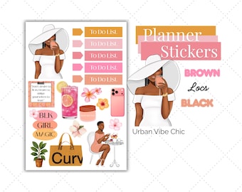 Luxury Lifestyle | Black Girl Stickers | Black Girl Planner Sticker | Urban Vibe Chic| Summer Stickers | Spring Stickers | Sticker Sheets