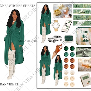 Schwarzes Mädchen Aufkleber, schwarzes Mädchen Planner Aufkleber, Afroamerikaner Planer Aufkleber, Planer Aufkleber, im Besitz von Schwarz, Urban Vibe Chic Aufkleber