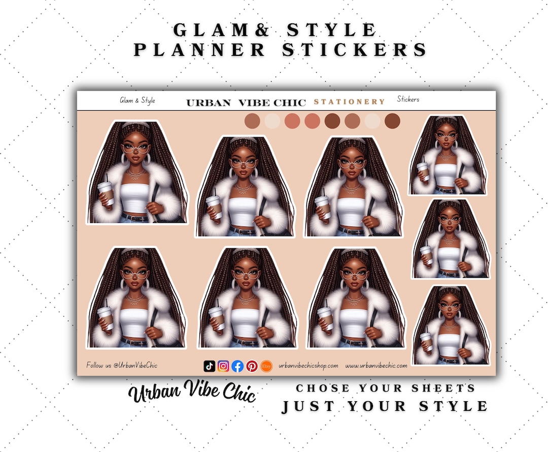 Glam Black Girl Planner Stickers: Fashionable Style Stickers - Etsy