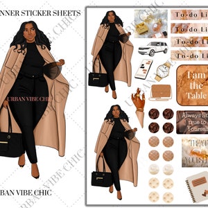 Schwarzes Mädchen Aufkleber, schwarzes Mädchen Planner Aufkleber, Afroamerikaner Planer Aufkleber, Planer Aufkleber, im Besitz von Schwarz, Urban Vibe Chic Aufkleber