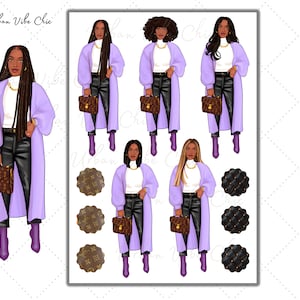 Black Girl Magic Planner Sticker Sheets, Black Women, African American Planner Sticker Sheets for Any Size Planners or Notebooks, Doll Sheet