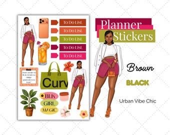 Luxury Lifestyle | Black Girl Stickers | Black Girl Planner Sticker | Urban Vibe Chic| Summer Stickers | Spring Stickers | Sticker Sheets