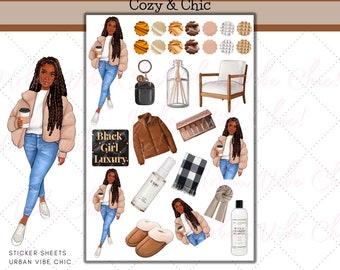 Black Girl Planner Stickers: Cozy & Chic Fashion Stickers